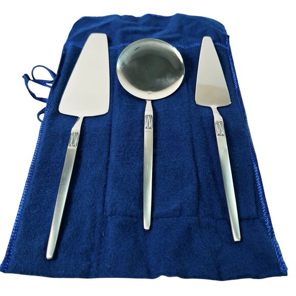 Vintage Arthur Salm Stainless Serving Set 3 Pieces Sleeve Box Cake Cheese Tomato - Picture 1 of 9
